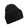 Deep Cuffed Tonal Patch Beanie Black