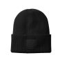 Deep Cuffed Tonal Patch Beanie Black