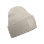 Deep Cuffed Tonal Patch Beanie Natural Stone