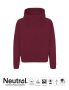 Neutral Unisex Hoodie w. Hidden Zip Bordeaux