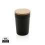 GRS certified recycled PP mug with bamboo lid Black