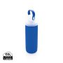 Glass water bottle with silicone sleeve blue