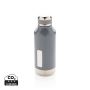 Leak proof vacuum bottle with logo plate Grey
