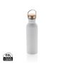 Modern stainless steel bottle with bamboo lid White