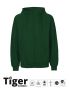 Unisex Tiger Cotton Hoodie w. Zip Bottle Green