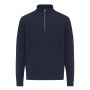IQONIQ Elgon recycled cotton quarter zip sweater navy