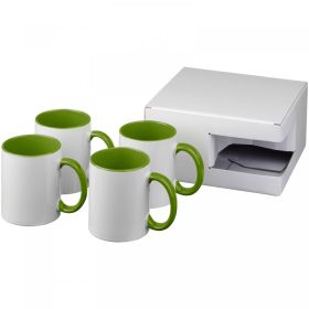 Ceramic sublimation mug 4-pieces gift set Lime