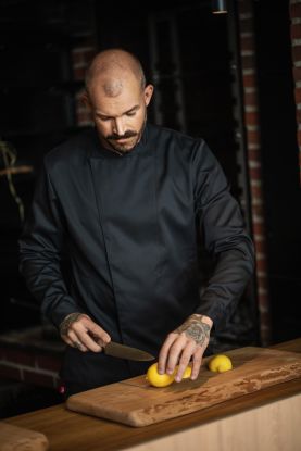 Men's stretch chef's jacket Black