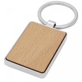 Mauro beech wood rectangular keychain White