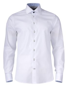 YB51 Twill Shirt Slim Fit Men white/sky blue