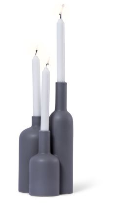 Candleholder bottle Grey
