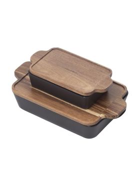 2-Pack Gratin Dishes Recycled Stoneware Black