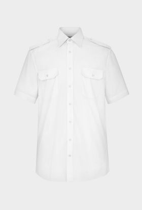 Men’s pilot shirt Steven, short sleeve White