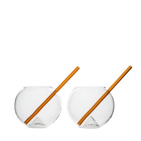 Glass with straw Magaluf 2pcs/set