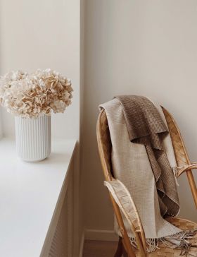 Soft Horizon throw made from recycled alpaca wool