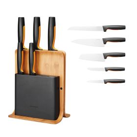 Functional Form Knife block bamboo with 5 knifes Black