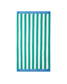 Striped Cotton Terry Beach Towel 100x180 cm Green/White/Blue