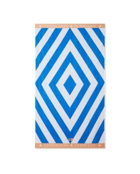 Graphic Cotton Velour Beach Towel 100x180 cm Blue/White/Beige