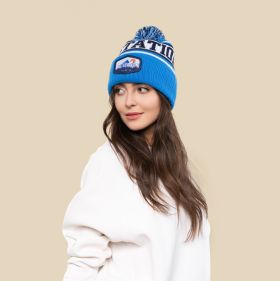 Retro knitted beanie incl. premium sublimated badge
