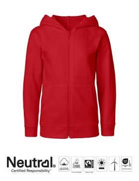 Neutral Kids Hoodie w. Zip Red