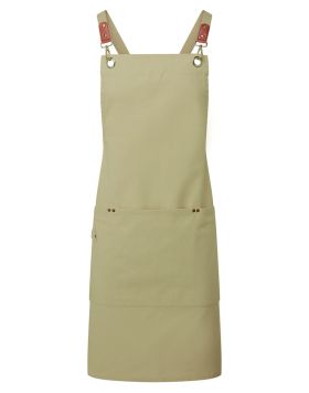 Cross-Back Clip Bib Apron Khaki