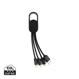 4-in-1 cable with carabiner clip Black