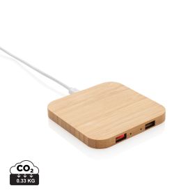 Bambus 5W trådløs oplader med USB port