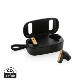 RCS recycled plastic & bamboo TWS earbuds Black
