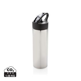 Sport bottle with straw silver