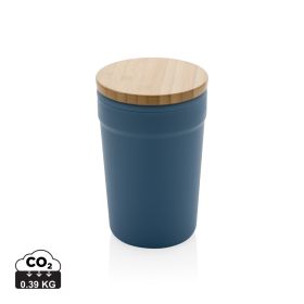 GRS certified recycled PP mug with bamboo lid Blue