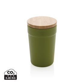 GRS certified recycled PP mug with bamboo lid Green