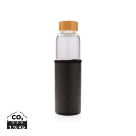Glass bottle with textured PU sleeve black