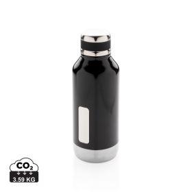 Leak proof vacuum bottle with logo plate Black