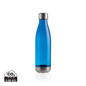 Leakproof water bottle with stainless steel lid blue