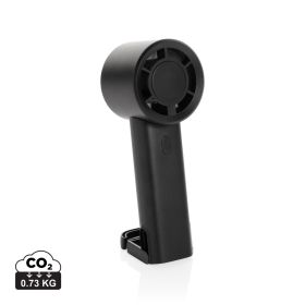 Twist RCS recycled plastic re-chargeable portable fan Black