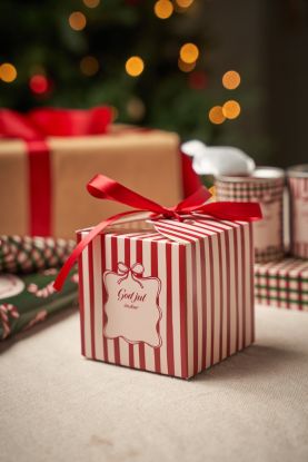 Square gift box with ribbon
