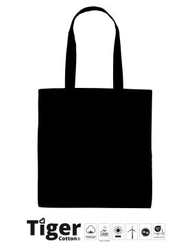 Tiger Cotton Shopping Bag w. Long Handles Black