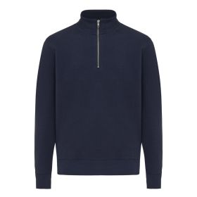 IQONIQ Elgon recycled cotton quarter zip sweater navy