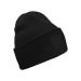 Deep Cuffed Tonal Patch Beanie Black
