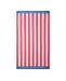 Striped Cotton Terry Beach Towel 100x180 cm Cerise/White/Blue