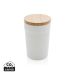 GRS certified recycled PP mug with bamboo lid white