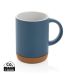 Ceramic mug with cork base 280ml blue