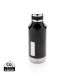 Leak proof vacuum bottle with logo plate black
