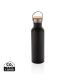 Modern stainless steel bottle with bamboo lid black