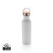 Modern stainless steel bottle with bamboo lid white