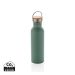 Modern stainless steel bottle with bamboo lid green