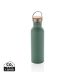Modern stainless steel bottle with bamboo lid green