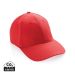 Impact 6 panel 280gr Recycled cotton cap with AWARE™ tracer luscious red