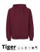 Unisex Tiger Cotton Hoodie w. Zip Bordeaux