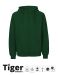 Unisex Tiger Cotton Hoodie w. Zip Bottle Green